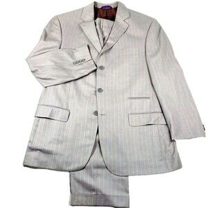 Earvin Magic Johnson Suit Stripe Gray 3 btn 44 46 48 Pants 38 Lakers Italy Y2K